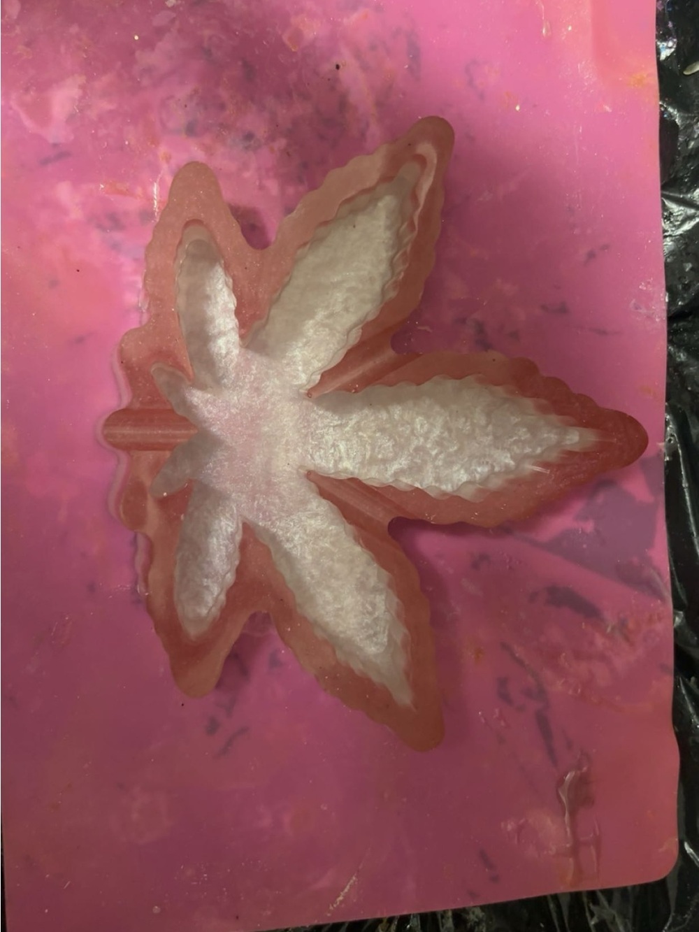 Pink and White Leaf Resin Home Art Decor by